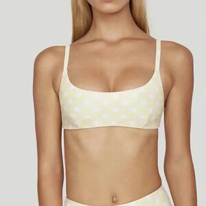 Faithful the Brand Women's Large Jardin Bikini Top Le Marais Dot Lemon Yellow Lg